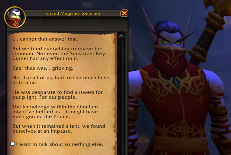 Portergauge's tweet photo. Oh hey, someone in Midnight being *nice* about Kael'thas and remembering his motivations lmao 

I'm glad it's from Rommath of all people, at least. https://t.co/bnBNvR21sZ