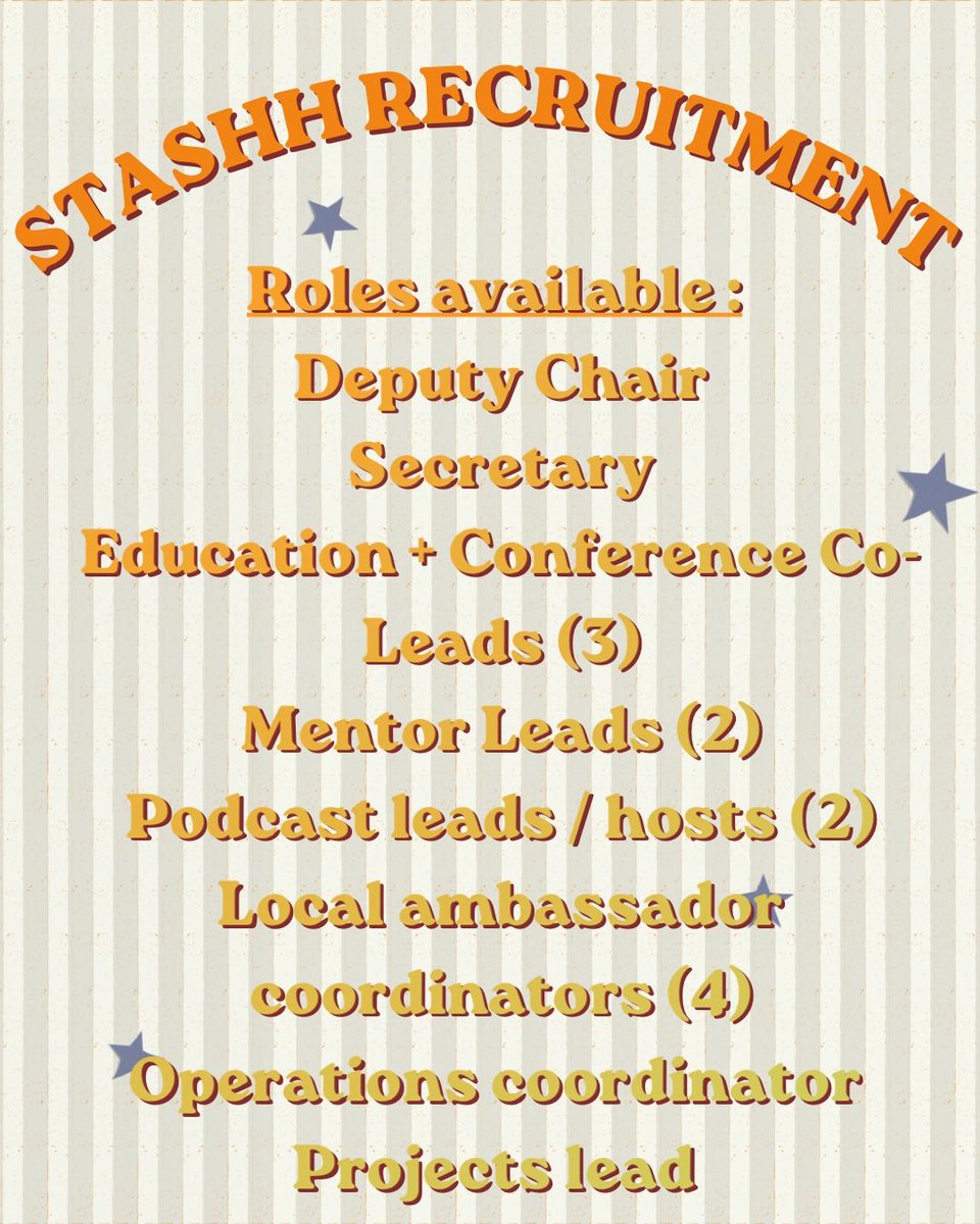 STASHH_UK's tweet photo. Apply now to join the STASHH 26/27 Steering Committee!!! 🌟

Link to form: https://t.co/do4wakHORw https://t.co/B7BMP93DVp
