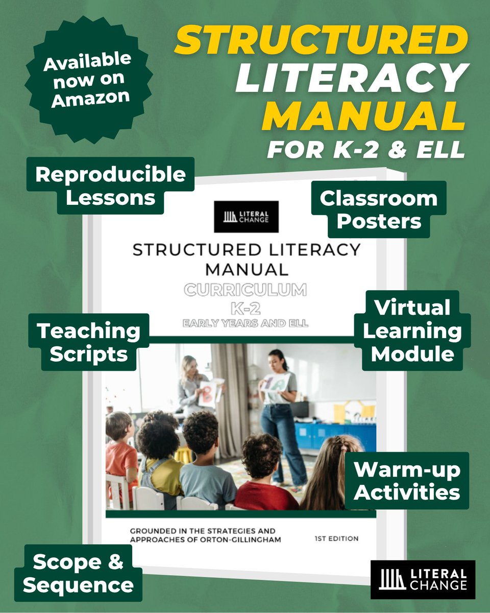 LiteralChange's tweet photo. Looking to add to your teacher toolkit? 📚📝

We’ve created a manual on how to implement structured literacy into your classroom!

To purchase your manual, visit our link in bio.
#literalchange #structuredliteracy #ortongillingham #reading #writing #ell #literacy #teachers https://t.co/rhJRiBn8u5