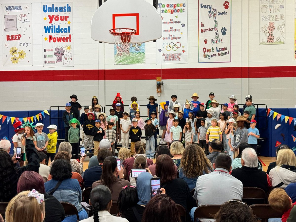 CCSD93's tweet photo. This week, Western Trails 2nd graders performed the musical “Hats” for peers, staff, parents &amp; community members! Centered around all kinds of hats, the show shared an important message through song: who you are on the inside matters more than what you wear. Way to go, Wildcats! https://t.co/554PxSs5Gu