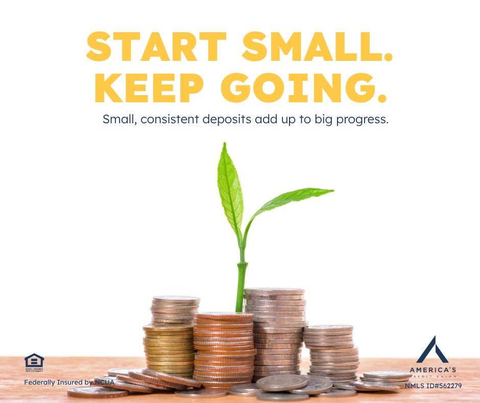 Americas_CU's tweet photo. Start small. Keep going. That’s it!
Saving money doesn’t have to be complicated — it just has to be consistent.

Not perfection. Not pressure. Just progress.
Make saving simple &amp; automatic: https://t.co/V2z7efUmO5 https://t.co/WgrPkd7Xxt