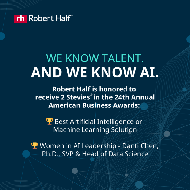 Noecolina98's tweet photo. We've won two Stevies at the 2026 American Business Awards: 🏆 Best Artificial Intelligence/Machine Learning for our AI-Powered Corporate Communications Engine 🏆 Danti Chen was named among the Women in AI Leadership Congrats, #RobertHalf team! https://t.co/GweGuBLKto https://t.co/5CNw91wIyP