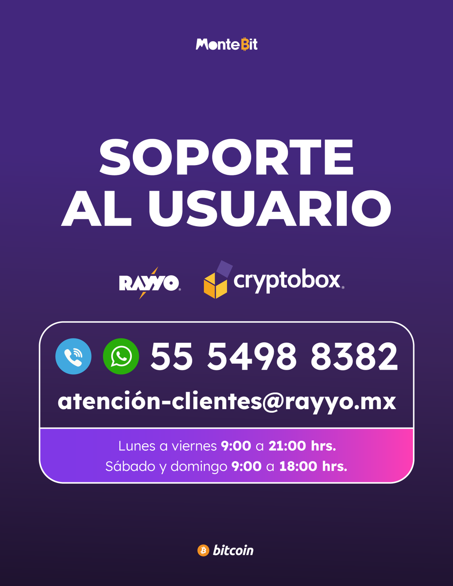 RayyoApp's tweet photo. ⚡️Para cualquier duda que tengas respecto a @cryptoboxMX y @RayyoApp contáctanos por llamada, whatsApp o un email 

#btc #bictoin #mexico #bitcoinenespañol #bitcoinmexico https://t.co/dY5ypmo8yp