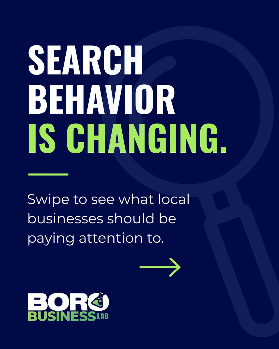 BoroBusinessLab's tweet photo. Search behavior is changing fast.

Customers are no longer searching generic keywords. They’re searching with intent, experience, urgency, reviews, and AI-driven conversations.

Swipe through to see key search behavior shifts local businesses should be paying attention to! https://t.co/eiODXBPBRE
