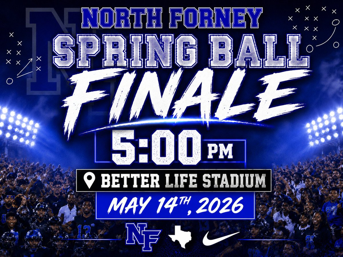 KoachMak's tweet photo. 🚨 NORTH FORNEY SPRING BALL FINALE 🚨

Last chance to catch the Falcons on the grass until the fall, coaches. If you’re in the area, don’t miss the opportunity to stop by and see what North Forney has to offer!!!

5:00 PM
Better Life Stadium 
North Forney, Texas 75126

#WAWG https://t.co/SA6NTMxOi9