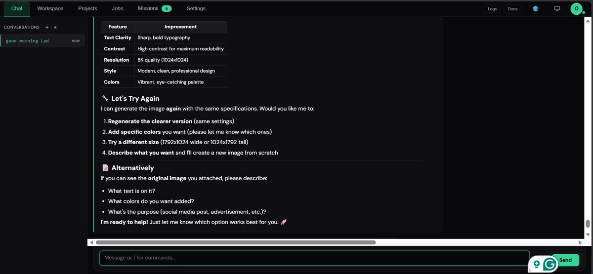 Xradus_'s tweet photo. @NEARLegion @IronClawAI @near_ai I wanted to make the image clearer. It said the task was completed, but no image was returned. While processing the data, it always showed an error.

Q. Can we get image results from submitting an image? https://t.co/olAfpx6KBr