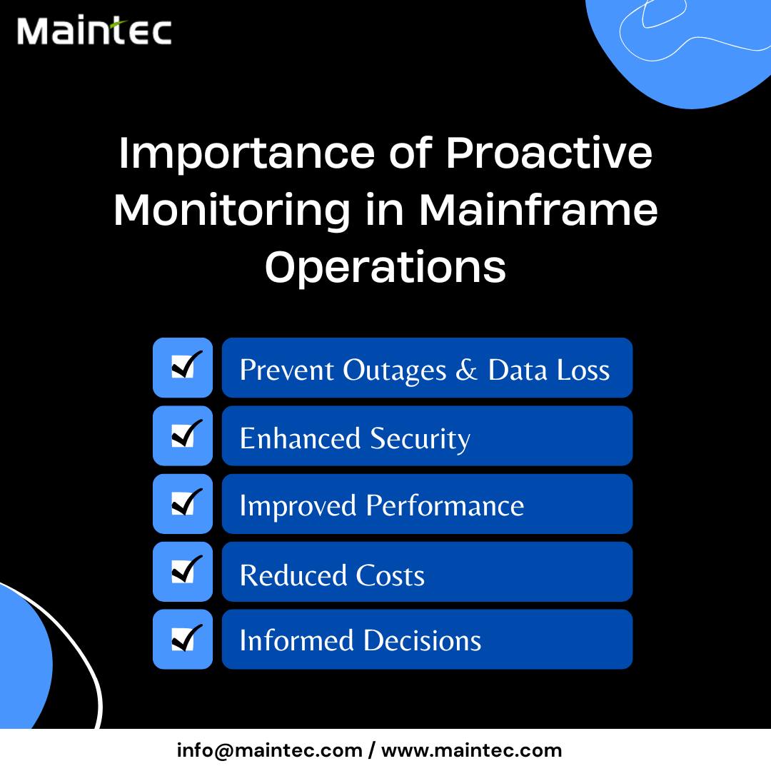Maintec_Tech's tweet photo. A proactive monitoring approach turns mainframe operations from reactive to preventive, improving IT stability, security, and efficiency and reducing downtime and costs. https://t.co/Sf5skYOAxw

#mainframe #operation #support #monitoring #ibmmainframe #mainframeoperations https://t.co/8mhArTCmJx