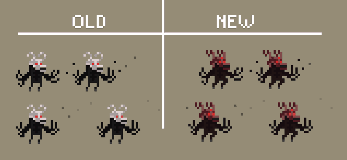 TejonDev's tweet photo. Cuando dibujé este enemigo pensé que ya se veía bien, pero estaba completamente equivocado, se podía ver mejor, quizás en un futuro piense lo mismo de este nuevo.
#gamedev #indiegame #pixelart https://t.co/rsgK54RmCE