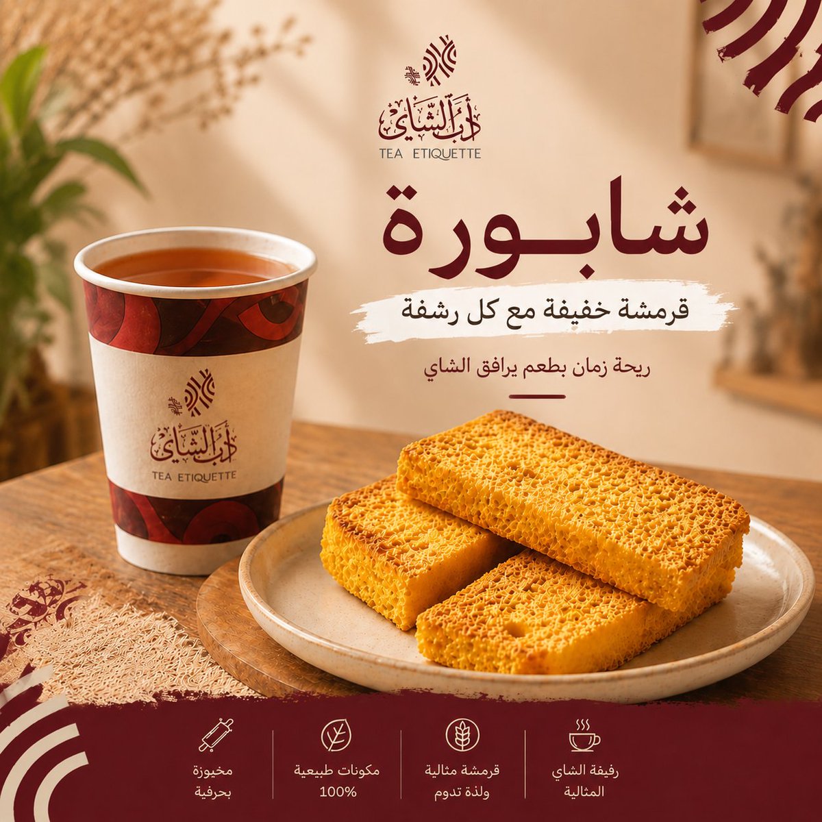 teaetique's tweet photo. "مين جاهز لكأس شاهي مع الشابورة المقرمشة؟ 🫖✨
عيش لحظتك مع أدب الشاي!"
#أدب_الشاي https://t.co/0UtDArxiNN