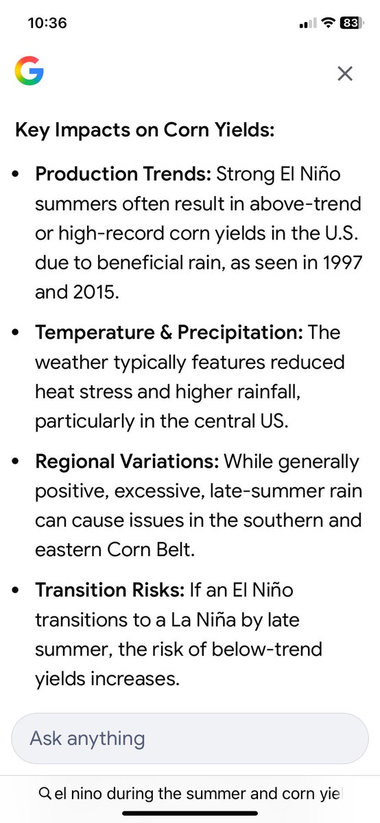 KO6261's tweet photo. @TomKloza Corn could very well be BELOW $5 in the next 12 months because of El Niño. https://t.co/GIQunrZHJs