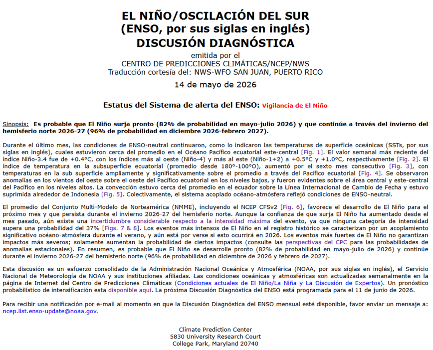 climatologa's tweet photo. De acuerdo a la NOAA, es probable que #ElNiño #Global se desarrolle #mayo-julio 2026 (82% probabilidad) y continúe durante el #verano 2027 del hemisferio sur (96% prob.) dic 2026 - feb 2027
Aún existe una #incertidumbre sobre la #magnitud del evento, ninguno supera el 37% prob.👇 https://t.co/l1XN5o2UKq
