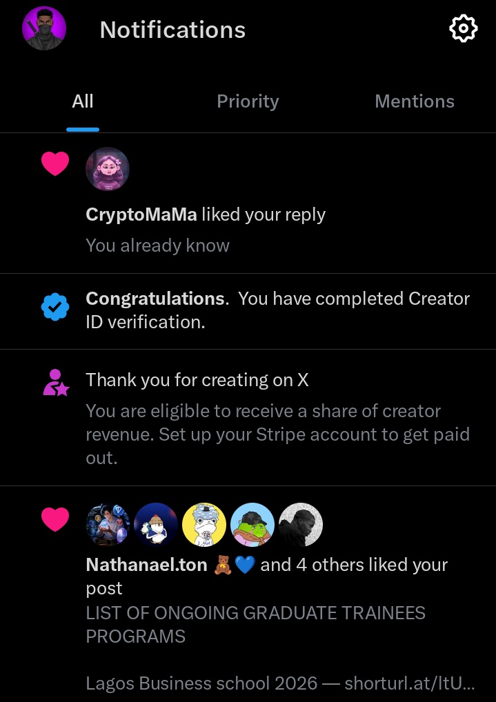 mihalisdefi801's tweet photo. Officially eligible to receive a share of X Creator Revenue 🎉💜

Huge thank you to everyone supporting me through likes, reposts, comments, and every single engagement, it truly means a lot to me and my family.

I’m still your DeFi ninja 🥷
Now it’s time to create more, build harder, and ship even bigger things together.

If you think I deserve it, drop a "congratulations" in the comments 🎉💜