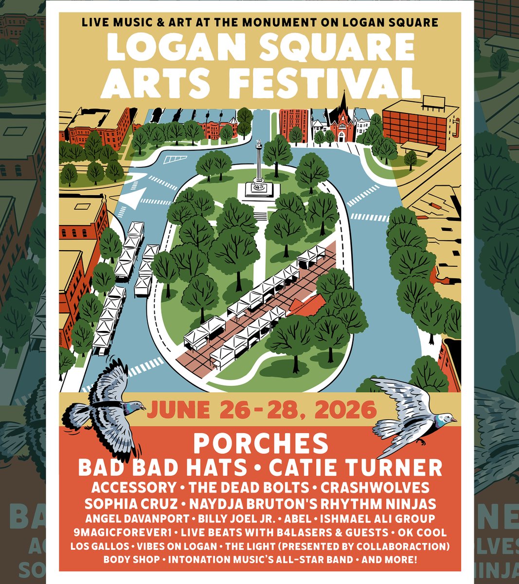LoganSquareAF's tweet photo. Welcome home, Logan Square! 🏡Three days of great music in one of Chicago's most iconic green spaces. Headlined by Porches, Bad Bad Hats, and Catie Turner, plus some of the best local artists this city has to offer. Free with suggested donation. June 26, 27 &amp; 28. https://t.co/Atym0vmHlU