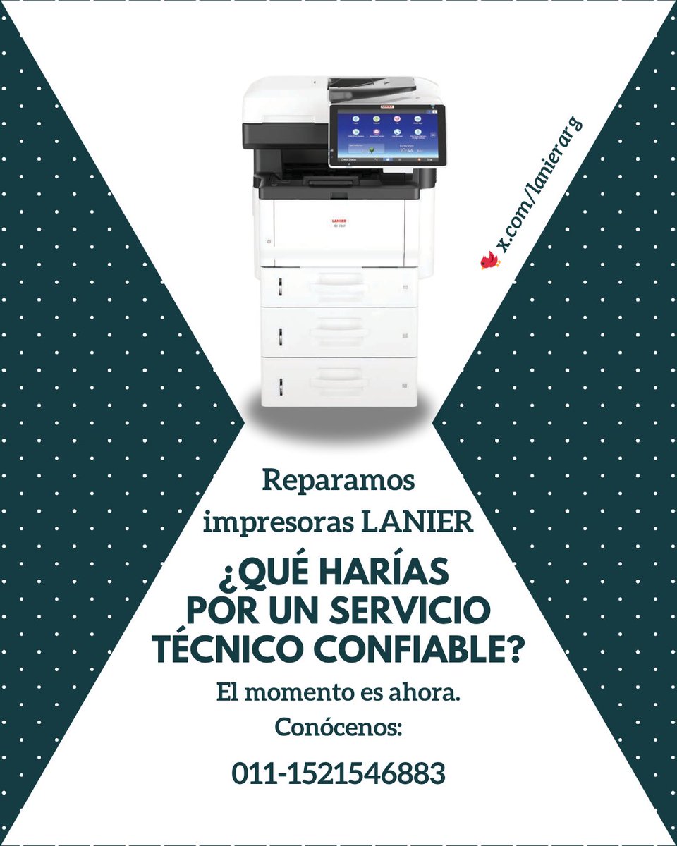 LanierArg's tweet photo. 🐦 https://t.co/R8qKjb00Pi

Reparamos impresoras LANIER

¿Qué harías por un servicio técnico confiable?

El momento es ahora. Conócenos: 👇

📞 011-1521546883
.
.
.
#IM430 #IM550 #M320 #MP201 #MP301 #MP402 #MP501 #MP2554 #MP2555 #MP5002 #MP6002 #MP7502 #P311 #SP310 #SP377 #SP3710 https://t.co/6mz8Iz7Oqm