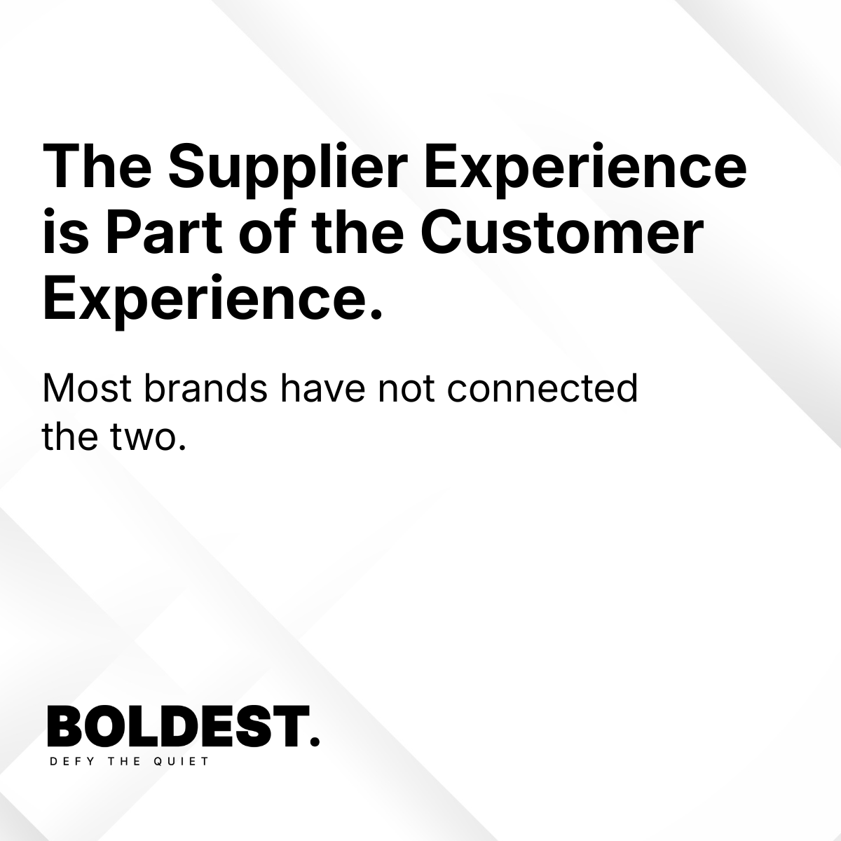 BoldestAI's tweet photo. Customers experience the supply chain whether brands acknowledge it or not.

A delayed shipment. An out-of-stock product. Inconsistent quality.

The customer does not separate supplier performance from brand experience.

#BOLDEST #CustomerExperience #FutureOfCommerce https://t.co/rfAKcdDC2V