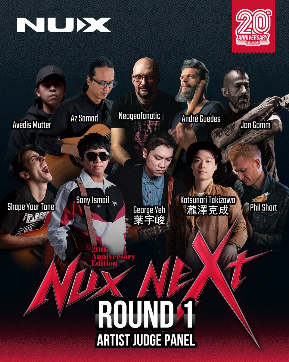 NUX_Japan's tweet photo. 🎸 NUX NeXt グローバルギターコンテスト
Round 1 &amp; Round 2 の審査員が決定！
 詳細は画像をチェック👀
📅 Round 1 応募：5/1〜6/30 
📋 詳細・応募👇 https://t.co/2un7baTy96
#nux #nuxnext https://t.co/cZW1XdypTt