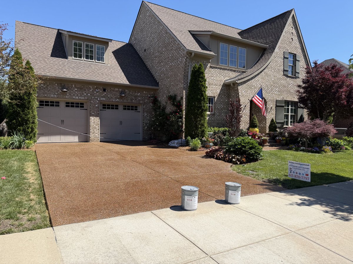 therealsecc's tweet photo. Cleaning and sealing aggregate offers both enhancement and protection from outdoor elements. This is recommended every two years to help prevent cracks and keep your driveway looking clean.

All estimates are given within 24 hours and are FREE! Give us a call at (615) 870-7797. https://t.co/xwCC6TtEXr