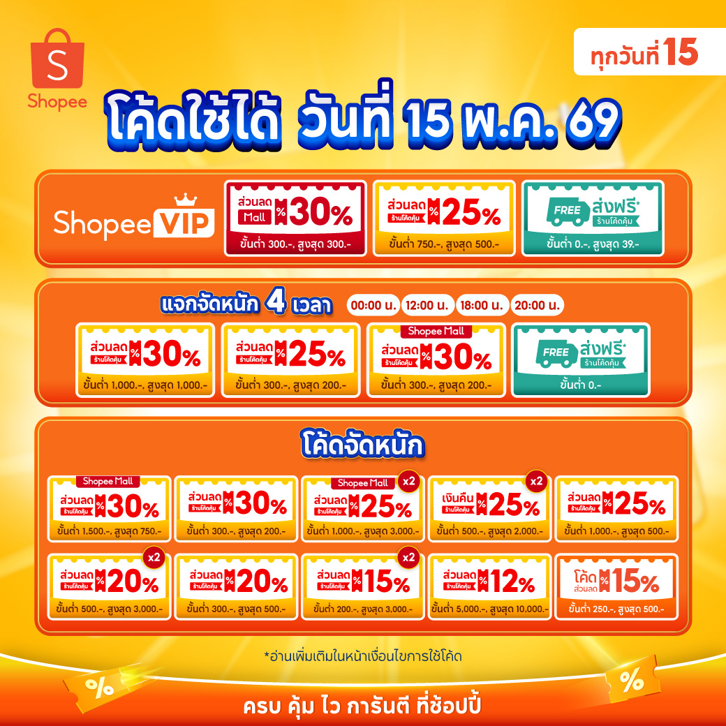 NNNani_tellpro's tweet photo. เที่ยงคืนนี้ (15 พ.ค.) ก็เป็นวันแคมเปญ #ShopeeMidMonth แล้ว 🧡
ย้ำอีกที! อย่าลืมเก็บโค้ดล่วงหน้าค่ะ
👇
https://t.co/BMsb98YO5b
💗 โค้ดเด็ด 4 เวลา ทุกไอดี
(เริ่มใช้ 00:00 น. เติม 12:00 / 18:00 / 20:00 น.)
👉 ลด 30% สูงสุด 1,000 บาท ขั้นต่ำ 1,000.- ร้านโค้ดคุ้ม (ยกเว้นหมวดอิเล็กทรอนิกส์)
👉 ลด 30% สูงสุด 750 บาท ขั้นต่ำ 1,500.- Mall ร้านโค้ดคุ้ม (ยกเว้นอิเล็กฯ)
👉 ลด 30% สูงสุด 200 บาท ขั้นต่ำ 300.- Mall ร้านโค้ดคุ้ม
👉 ลด 25% สูงสุด 500 บาท ขั้นต่ำ 1,000.- ร้านโค้ดคุ้ม (ยกเว้นมือถือ, แท็บเล็ต, คอม, กล้อง, เกม)
👉 ลด 25% สูงสุด 200 บาท ขั้นต่ำ 300.- ทุกร้านโค้ดคุ้ม
🛒 โค้ดส่งฟรีไม่มีขั้นต่ำ ร้านโค้ดคุ้ม
💎 โค้ดพิเศษ เฉพาะ ShopeeVIP *ถ้าหมด ไม่มีเติม
👉 ลด 30% สูงสุด 300 บาท ขั้นต่ำ 300.- Mall ร้านโค้ดคุ้ม
👉 ลด 25% สูงสุด 500 บาท ขั้นต่ำ 750.- ร้านโค้ดคุ้ม
🛒 โค้ดส่งฟรีไม่มีขั้นต่ำ ร้านโค้ดคุ้ม ลดค่าส่ง 39.-
🟠 โค้ดสำหรับร้านไม่ร่วมโค้ดคุ้ม
👉 ลด 15% สูงสุด 500 บาท ขั้นต่ำ 250.-
👉 ลด 10% สูงสุด 300 บาท ขั้นต่ำ 200.-
---
นอกจากกดเก็บแล้ว
ยังมีโค้ดกรอก 30WOW200
ลด 30% สูงสุด 200 บาท ขั้นต่ำ 300.- ร้านโค้ดคุ้ม ที่ต้องกรอกเก็บเองด้วยนะคะ (ถ้าหมด ไม่มีเติม)
🫶 https://t.co/9nA1ksK4Gh
#ShopeeTH515 #MidMonthSale