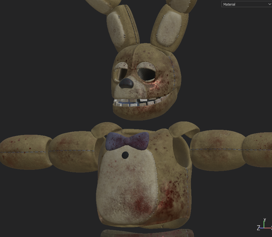 _Agheel's tweet photo. (WIP) Next release, the model is already fully rigged so I cant wait to show more ! Its been a while since i last made a retexture #blender #springbonnie #springtrap #FNAF #3d https://t.co/e4MVs3BGur
