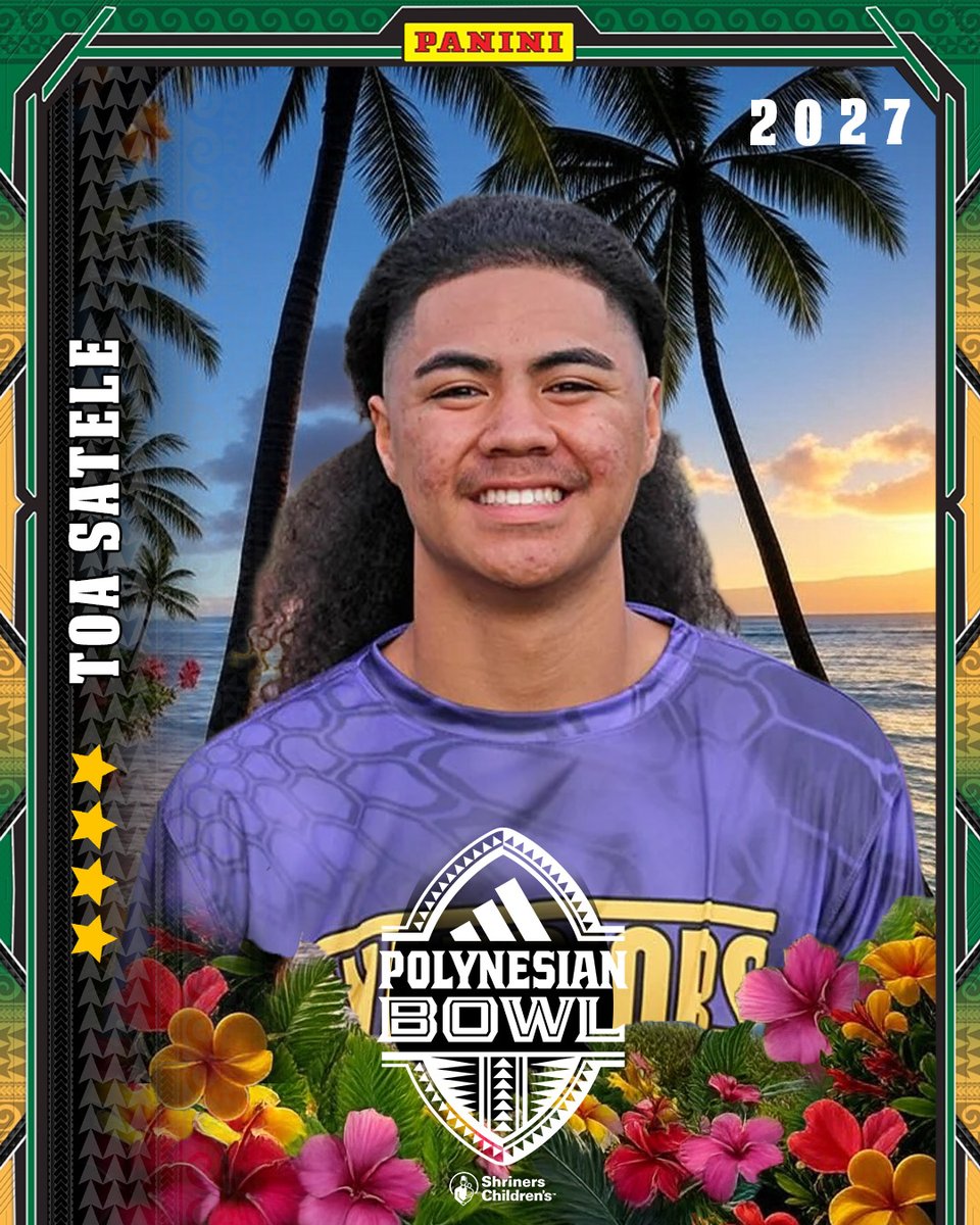 BlairAngulo's tweet photo. Elite linebacker Toa Satele, the No. 1 ranked prospect in the state of Hawaii, is the latest addition to the 2027 adidas Polynesian Bowl as the likes of Cal, Oregon, Texas and UCLA make a push in his recruitment:  https://t.co/5PflxXlClk https://t.co/rA7PkUYQOD