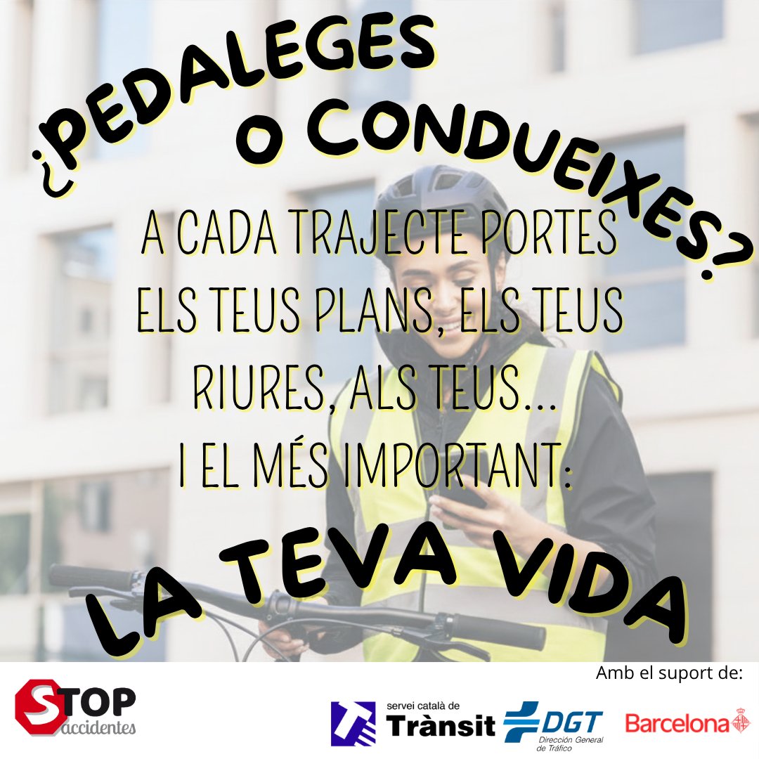StopAcciCat's tweet photo. 📷Encara que el món rodi de pressa, res no és més urgent que la teva seguretat. Al volant o al manillar, la teva única prioritat és el camí. Deixa el mòbil de banda; prendre decisions segures és el millor trajecte per tornar sempre a casa.
#Prevenció #Fes-teVisible #Mou-teSegur https://t.co/lwXrEH7svt