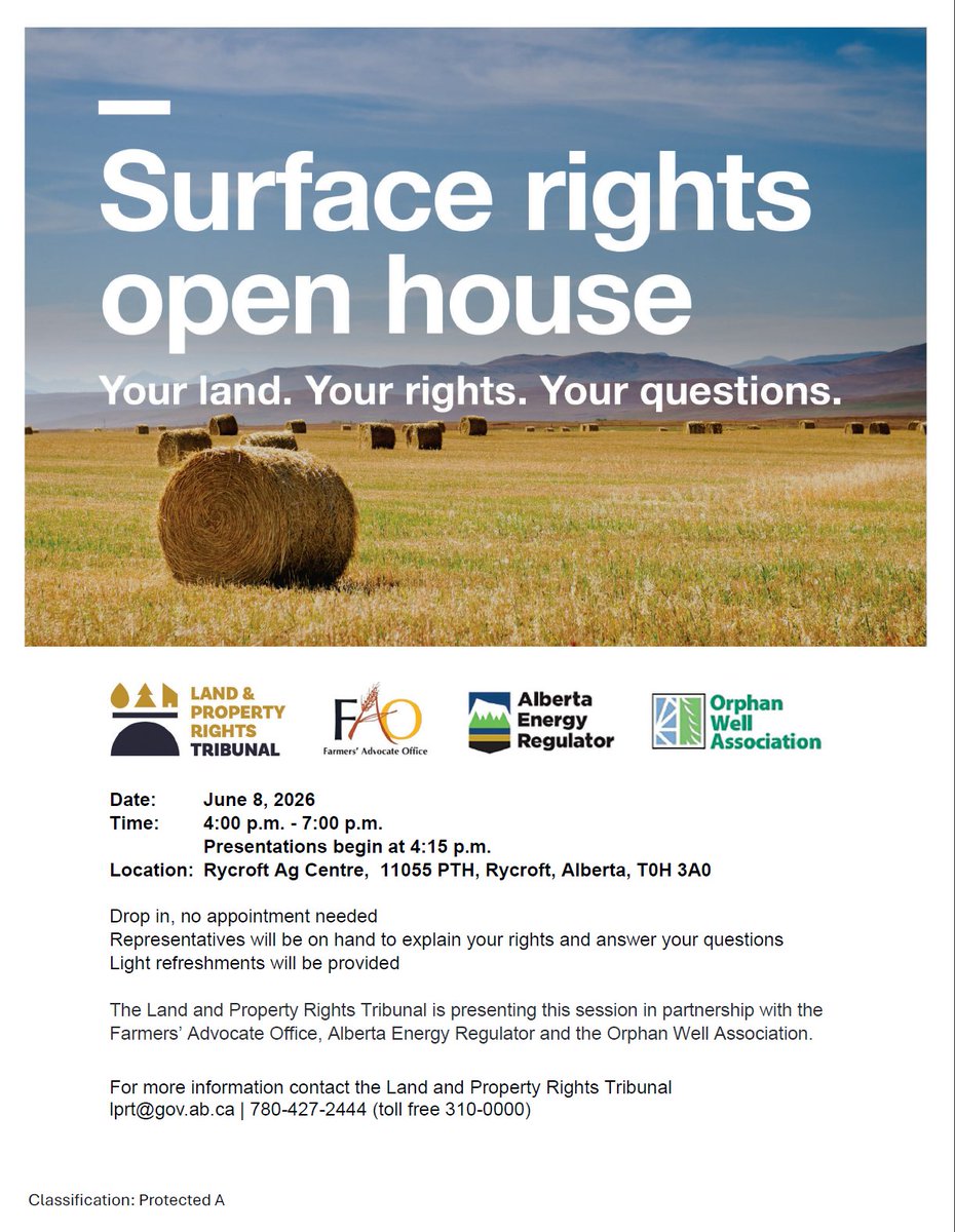 fao_alberta's tweet photo. More surface rights open houses hosted by the LPRT scheduled in Peace Region!
June 8th in Rycroft, AB and June 9th in Falher, AB
https://t.co/px4gP6aEQW https://t.co/6EjB1eUUhY