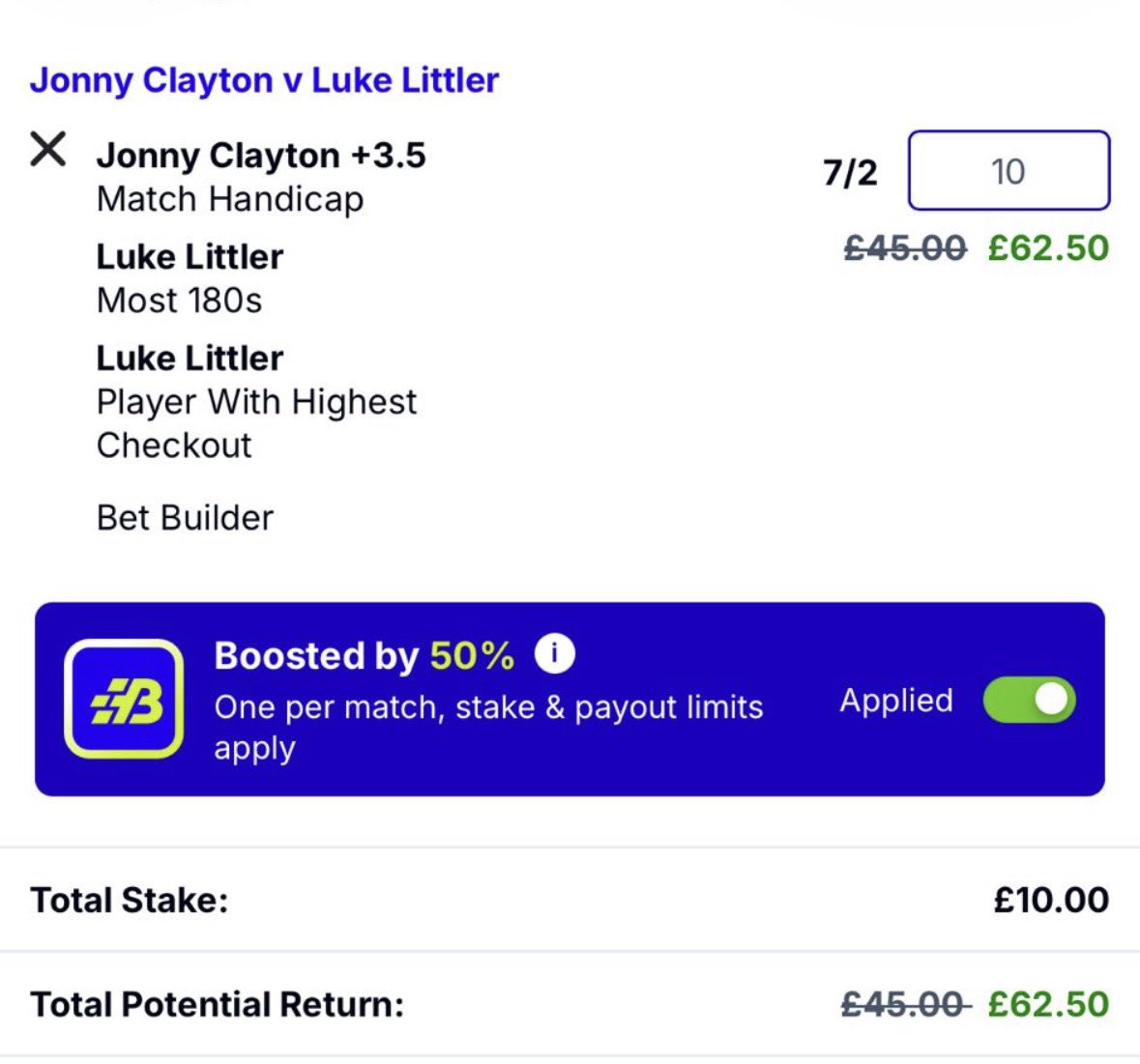 bettingvillage's tweet photo. 🎯 DARTS TIP

We're going for this using the 50% boost which then makes it over 5/1.

The 50% boost offer is below with BOYLE Sports 👇🏼

18+ gambleaware https://t.co/p3JLONWhrk
