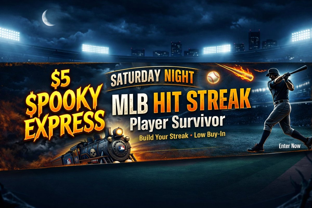 FightOnSpooky's tweet photo. 🔥 NEW CONTEST ALERT! ⚾
$5 Spooky Express Saturday Night MLB Hit Streak Player Survivor 🚂🔥

👉 Enter now:  https://t.co/ErLk4kF99u

💰 Low buy-in • Big prizes • Build your streak
(May 16, 2026)
👉 All contests: https://t.co/JgCmCteMZL

⚾🏀🏈⛳️🏒 @splashsports @SpookyExpress

📲 Free Telegram Group  https://t.co/0q0mEaHEAB

#MLB #SplashSports #SpookyExpress #MLBContest