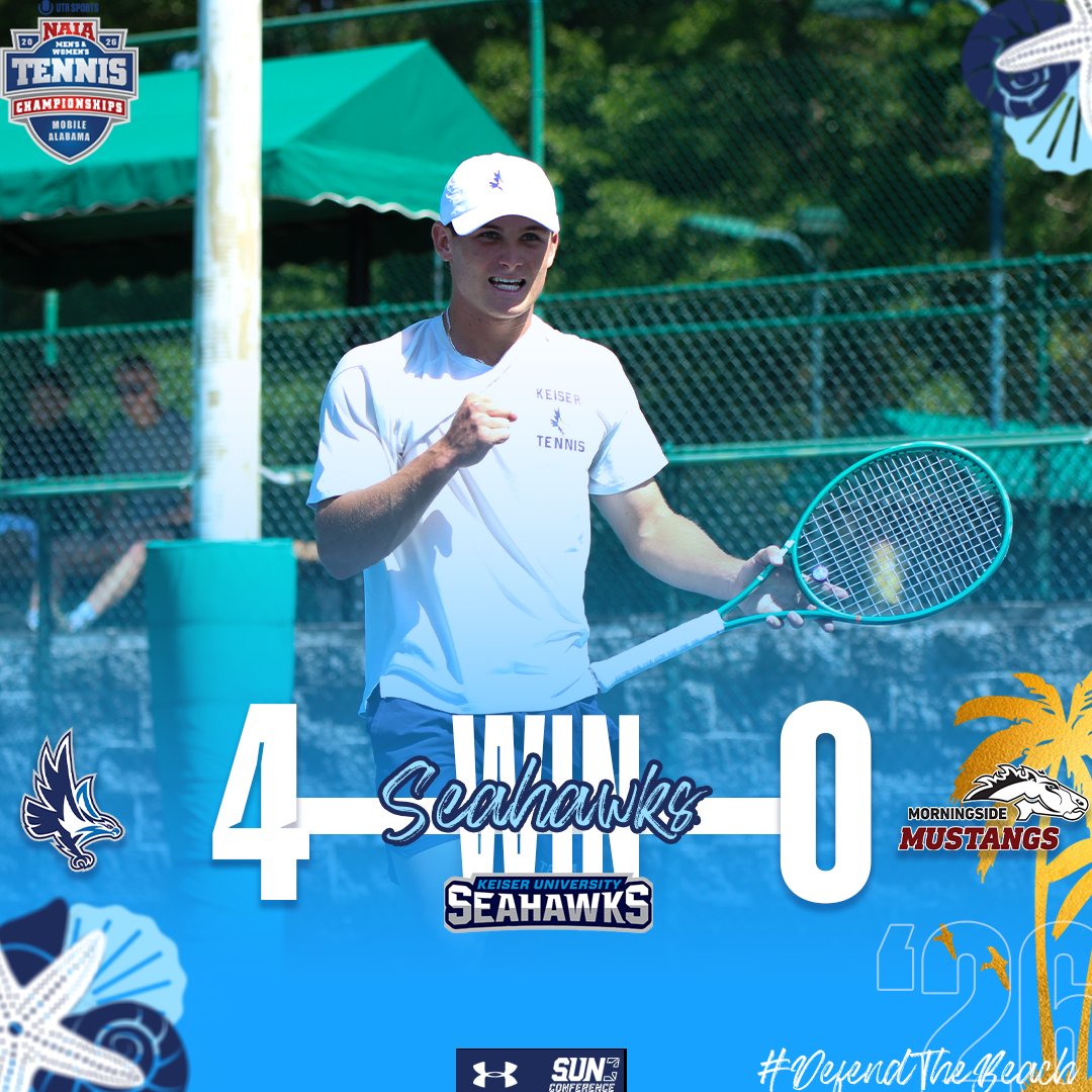 KUSeahawksMTEN's tweet photo. 𝗔𝗻𝗼𝘁𝗵𝗲𝗿 𝗗𝗮𝘆, 𝗔𝗻𝗼𝘁𝗵𝗲𝗿 𝗦𝘄𝗲𝗲𝗽!

Seahawks Top No. 14 Morningside in NAIA Quarterfinals!

#DefendTheBeach #PAB #tuesday #BattleForTheRedBanner #naiamten https://t.co/lgl04AgIRZ