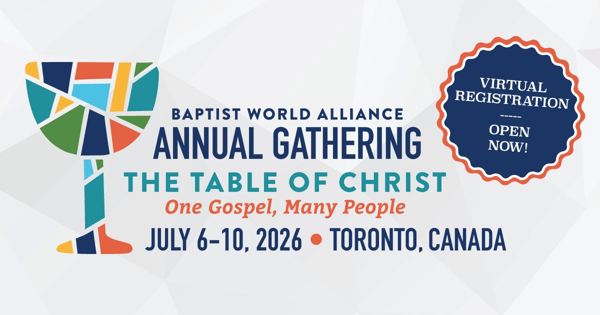 BaptistWorld's tweet photo. The countdown is on for the 2026 BWA Annual Gathering taking place July 6-10, and we’re saving a virtual seat just for you! No matter where you are in the world, you can be part of this powerful global experience as Baptists from every region gather for worship, prayer, fellowship, and learning together. Register now at https://t.co/rdftAy6GOS  to experience this unforgettable time of worship, connection, and shared mission! 

#BWAToronto2026 #BaptistWorld
