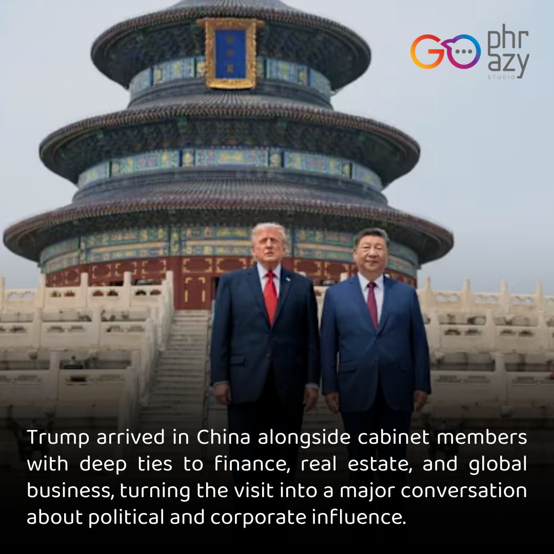GoPhrazy's tweet photo. Diplomatic visits are no longer just about politics.

Trump’s China visit with finance and tech aligned cabinet members is fueling debate around corporate influence in geopolitics.

What has more influence today: political power or corporate power? https://t.co/iv9mJz1Tyi