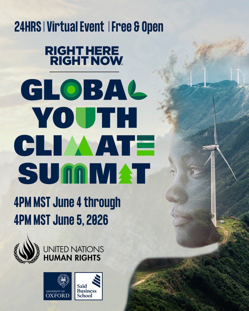 rhrn_climate's tweet photo. June 5 · #WorldEnvironmentDay

Youth climate leaders. One global platform.

The Right Here Right Now Global Climate Youth Summit.

With @UNHumanRights &amp; @OxfordSBS.

Free. Virtual. Register → https://t.co/654fRq1iYZ https://t.co/TJJhwWRF8y
