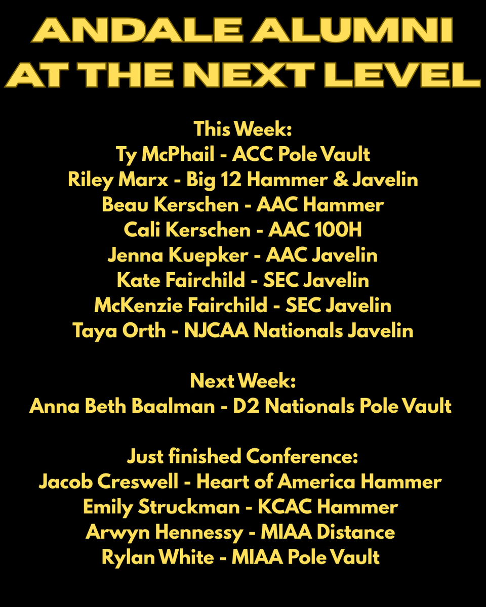 AndaleTandF's tweet photo. Andale Alumni at the Next Level https://t.co/DJ59LmL9XK