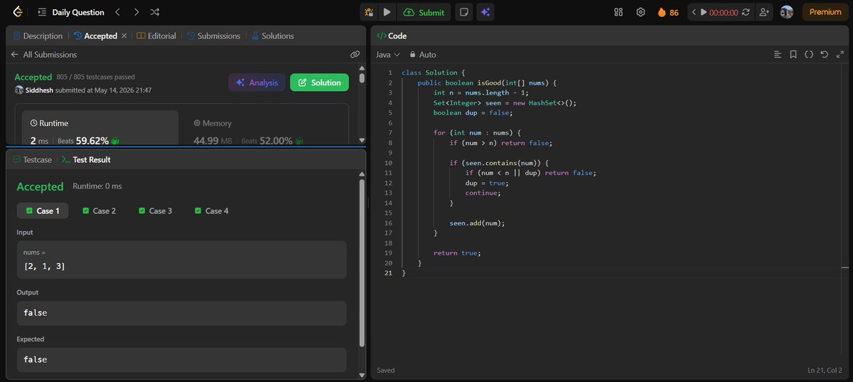 Siddhesh_2110's tweet photo. Day 162 ๐
โ
LC POTD
โ
GFG POTD
โ
CF 1x Problem
CF Insight (Keyboard):
The trick was simulating the keyboard shift correctly.
If the hands moved right, every typed character actually belongs to the left neighbor on the keyboard (and vice versa).
#Day162 #DSA #Codeforces https://t.co/1Ya9gXVN6Q
