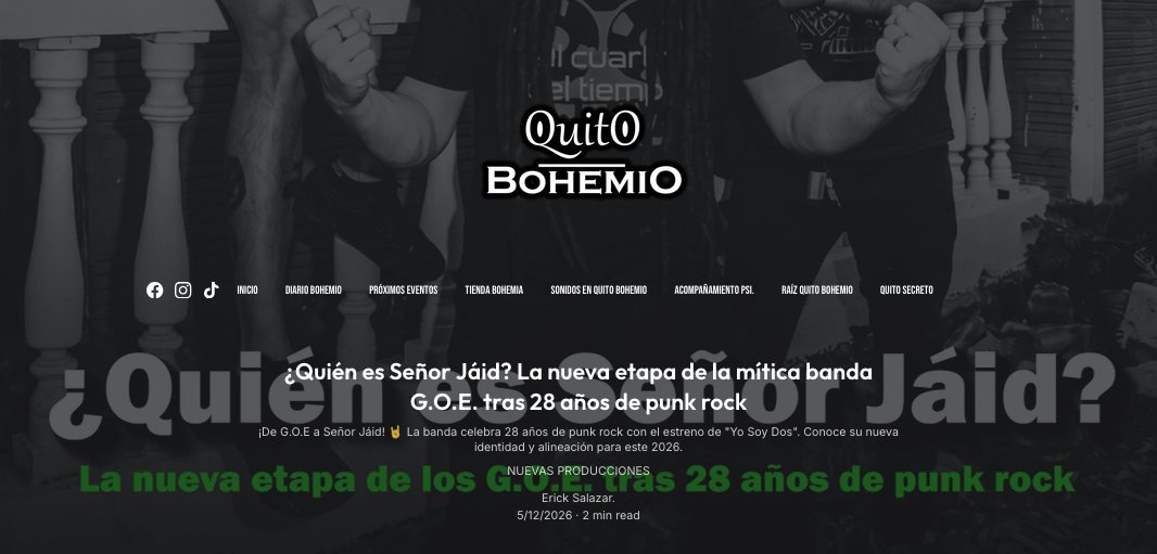 SenorJaid's tweet photo. Chequen la nota bacansísima que nos hizo @QuitoBohemio 🙌
👇
https://t.co/DslJ35401D https://t.co/PNszC5FUAv