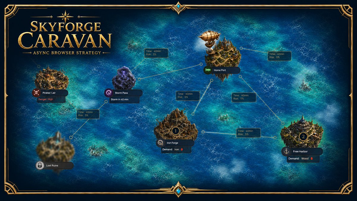 SkyforgeCaravan's tweet photo. Map is "almost ready" 😅

Actually done:
✅ Pixi.js rendering
✅ Trade nodes
✅ Caravan panel
✅ Market integration
✅ UI that works!

Hardest part? Making it feel alive.

Favorite map style: minimal or data-dense?

#indiedev #gamedev https://t.co/rkvYLWGl17