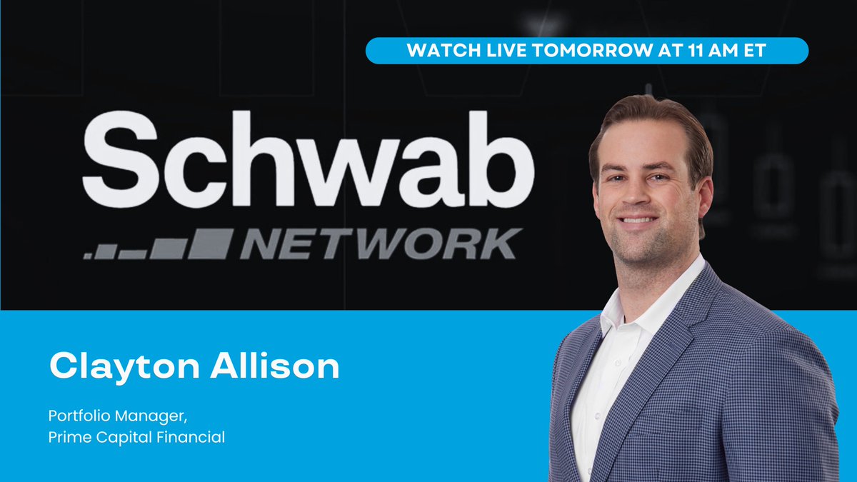 PrimeCapitalFin's tweet photo. 🚨 Tune in live this Friday as Clayton Allison joins @SchwabNetwork on Trading 360 with Marley Kayden during the 11 AM–12 PM ET hour to discuss the latest market trends and investor insights. https://t.co/uL7CoawgmK