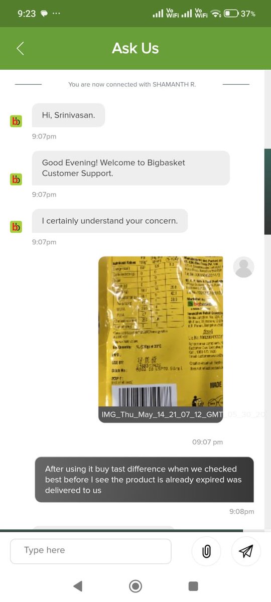 srinidesign's tweet photo. Ordered from BigBasket for the first time and received an expired product. I only noticed after consuming it because the taste felt unusual, and later I checked the packaging to see the product had already expired.

@bigbasket_com @tnfoodsafety https://t.co/jhpmOUF7wv