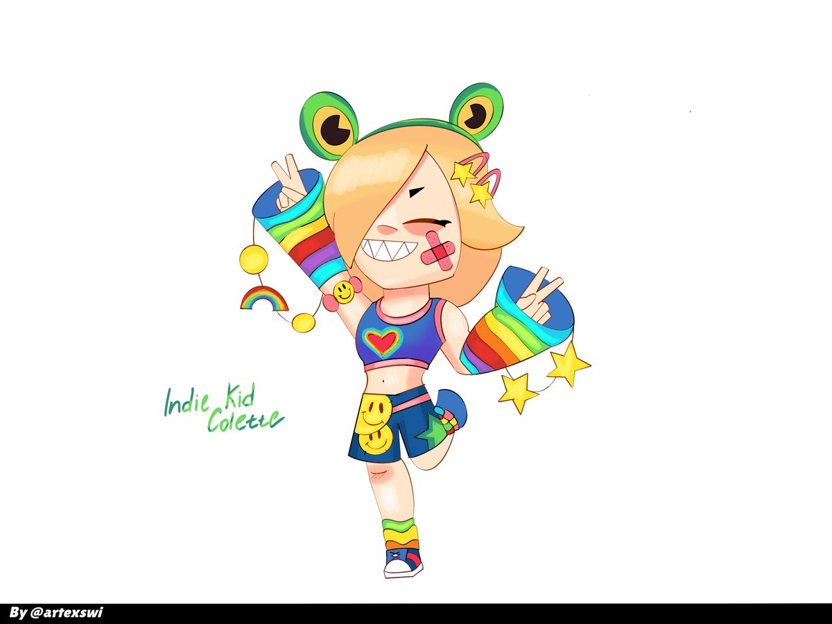 Artexswi's tweet photo. 🐸Skin concept - Indie Kid Colette / Colette from 2021 🌈

#BrawlStars #BrawlStarsArt #BrawlStarsConcept #BrawlStarsSkin https://t.co/kYvKH8oSOq