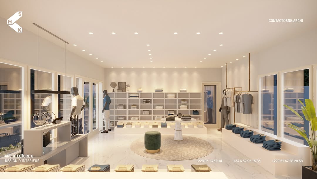 SNKArchi's tweet photo. 55 m² pensés pour valoriser l'expérience client façade vitrée, mobilier sur mesure, design épuré.
Un concept clé en main, une boutique à forte identité, adaptable à tous les univers de mode.
#ArchitectureCommerciale #ConceptStore #SNKArchitecture #RetailDesign #AfriqueDeLouest https://t.co/cwp0hPYOq1