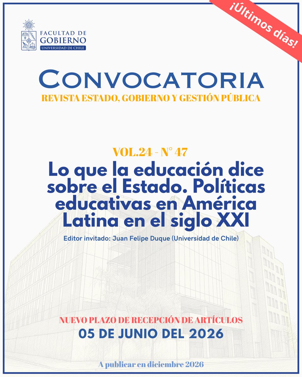 RevistaEGGP's tweet photo. 📣 La investigación no solo explica el mundo: también permite transformarlo

Convocatoria sobre políticas educativas en América Latina (siglo XXI)

🗓 Plazo extendido: 5 de junio
🔍 Doble par ciego
🔗https://t.co/F3ev18z6pE https://t.co/dyFMSlMJ8c