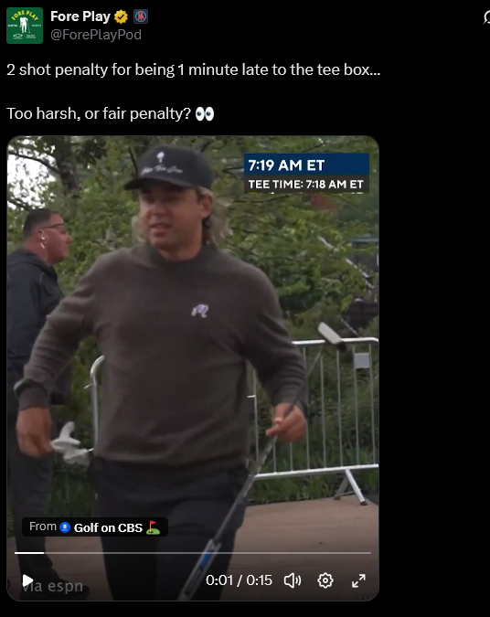 OttawaPro's tweet photo. @ForePlayPod Not a good look walking up to the 1st Tee with a putter from the practice green. Still... I would give a reasonable grace period before penalty. https://t.co/Ud7R0sUmjZ