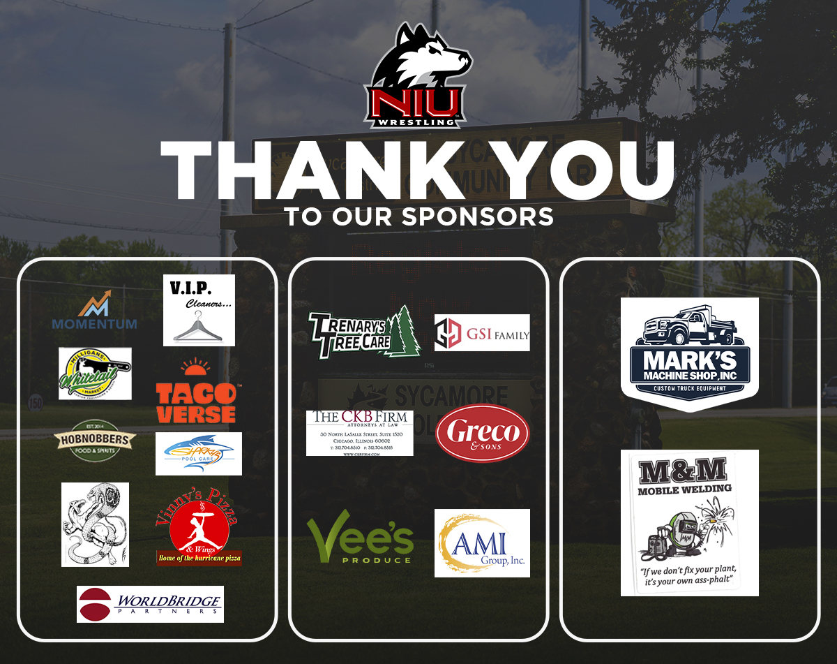 NIUWrestling's tweet photo. Thank you to our business sponsors!

#WorkLikeADog #AttackthePAC https://t.co/u4dyxazbhn