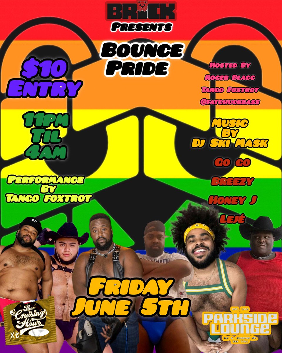 GaySexInNYC's tweet photo. 🔥Save the date guys. 
Bounce Pride is happening on Friday June 5th. 
$10 entry only!!!
Parkside Lounge, NYC
Hosted by @rogerblacc and @TheCruisingHour 
Advance tix: https://t.co/leoJ1r7EqH