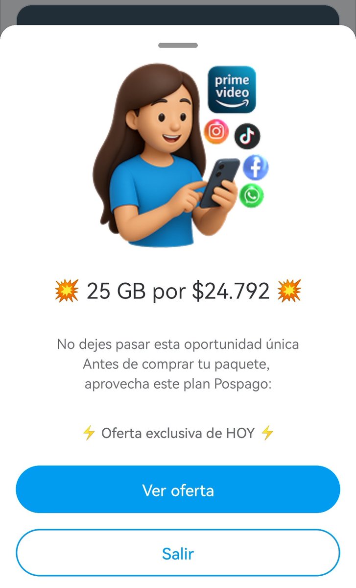 luiskgomezc's tweet photo. @MovistarCo Reporto una falla en la app de MiMovistar. Tiende a mostrar de forma excesiva una imagen para que coga un plan postpago, lo que me ha impedido copiar y pegar el código de Nequi, para comprar un paquete prepago. No me deja hacer la operación. https://t.co/TtDjkATRVL