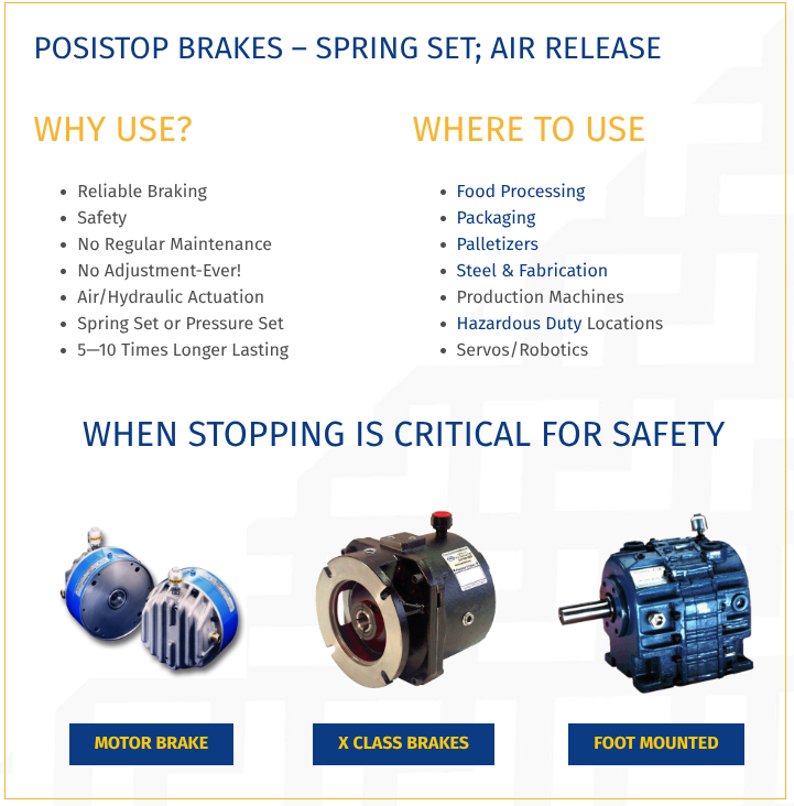 control_force's tweet photo. When stopping is critical for safety - You need POSISTOP Brakes for reliable breaking with no adjustments or regular maintenance required: https://t.co/5874RjdLj6 https://t.co/DplfMN982c