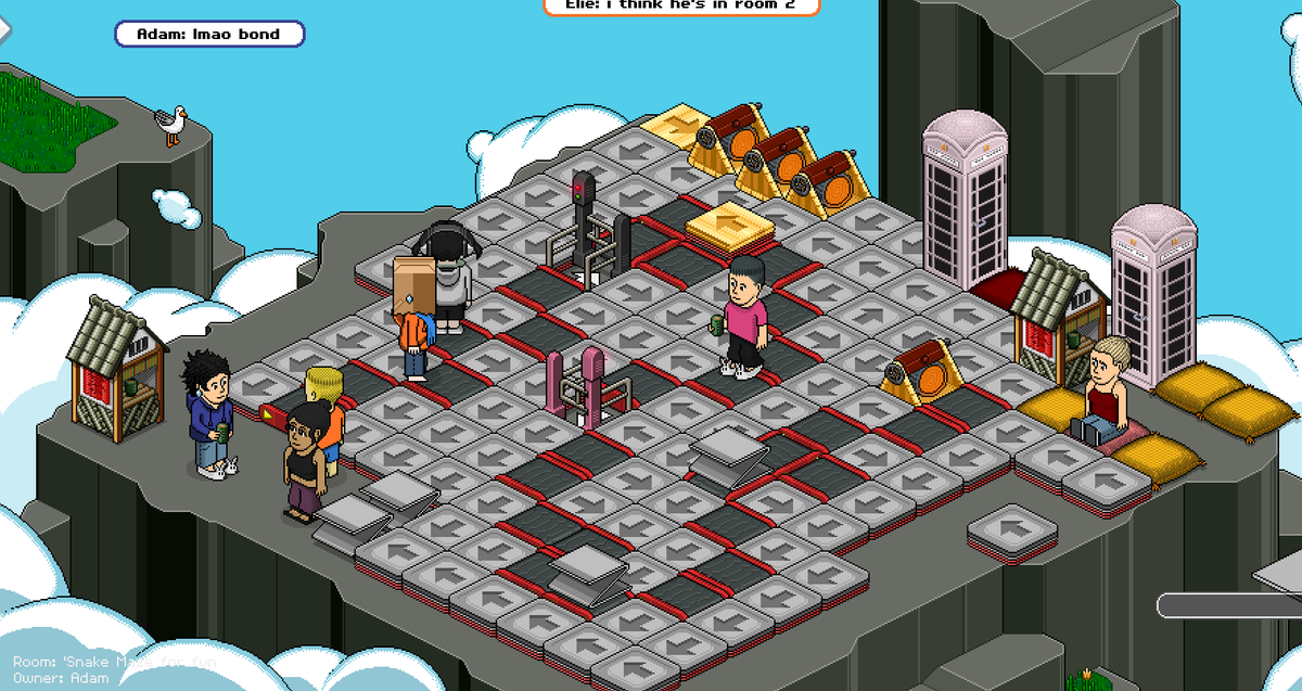 AdamOnHabbo's tweet photo. appreciation tweet to @SulakeDominic for allowing us to use creative furni for free so I could bring a snake maze to origins ♥️ https://t.co/HwiGpw7bpc