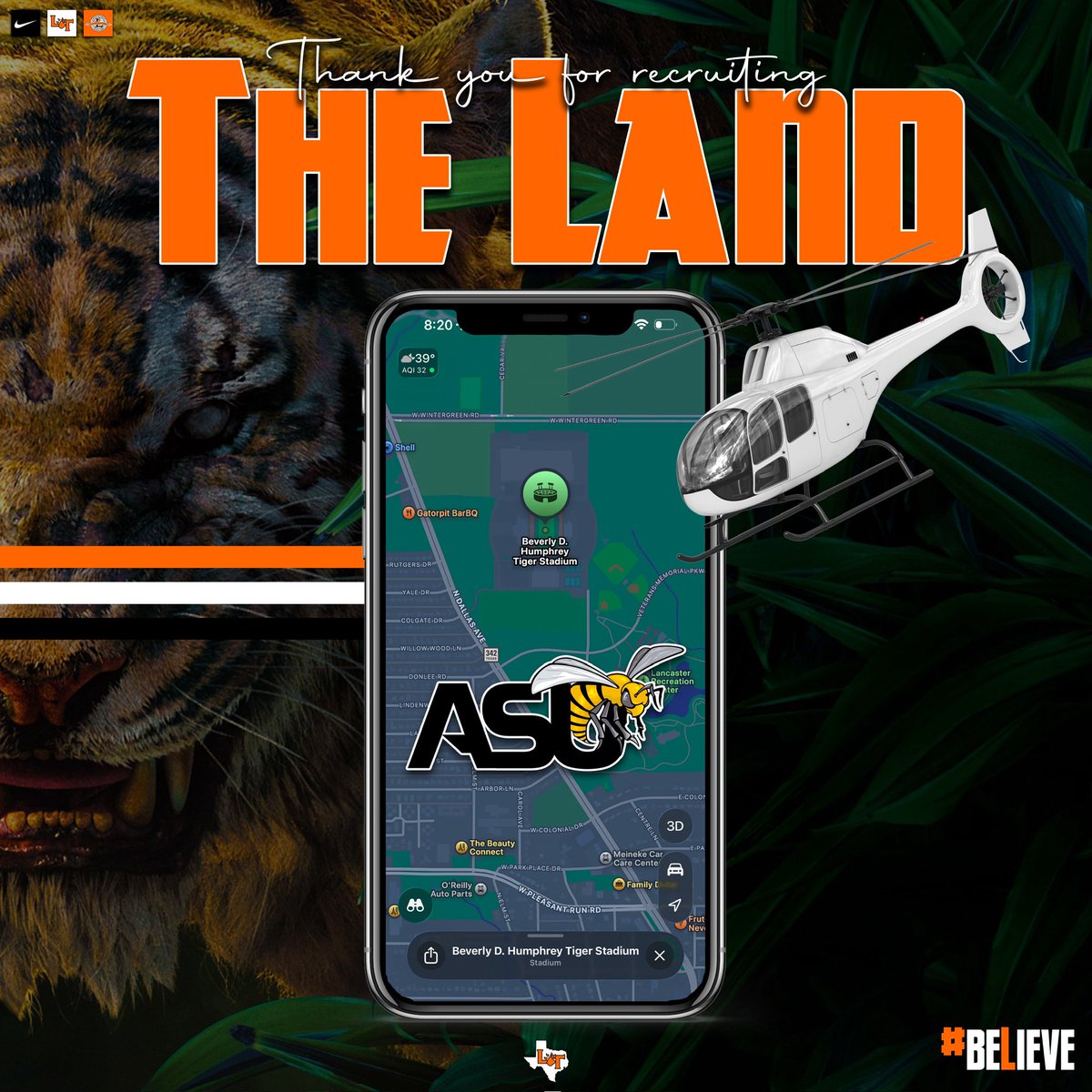 LancasterFBwebo's tweet photo. 🐅🚁 S/O to @coachjcarrtmb and @BamaStateFB for coming by The Land and recruiting our student athletes! 🚁🐅

#RecruitTheLand🐅 | #beLieve | #ICWIC https://t.co/MtVGZovoaW