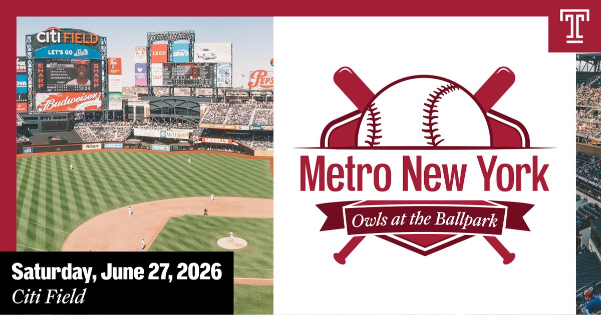 TempleAlumni's tweet photo. NYC Owls 🦉⚾

There is still time to register!

Join us Saturday, June 27 at Citi Field for Phillies vs. Mets ⚾
Food, drinks, Temple swag &amp; great company included

Grab your spot today! https://t.co/SPBDTu94LL https://t.co/5MhqFnr6w4