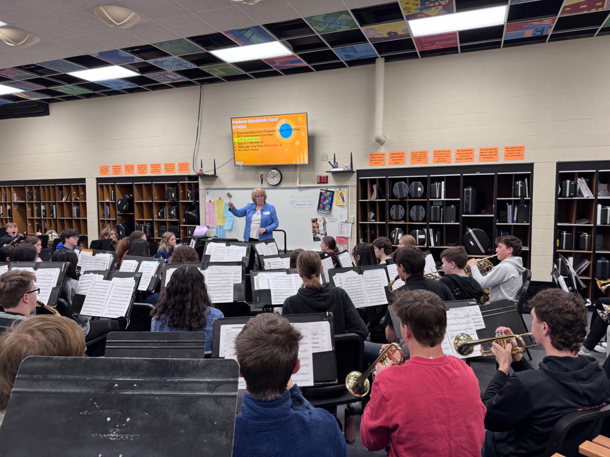 FCSD_Music's tweet photo. Many thanks to Mrs. Ihasz, legendary local High School Band Director and Fredonia resident, for coming in to work with our Symphonic Band as they prepare for their Spring Concert and NYSSMA Major Organization Evaluation next week. https://t.co/MgIuvGolZF